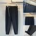 Men's Clothing Summer New Loose Belted Casual Drape Trousers Ice Silk Solid Color Trousers_voghion.com