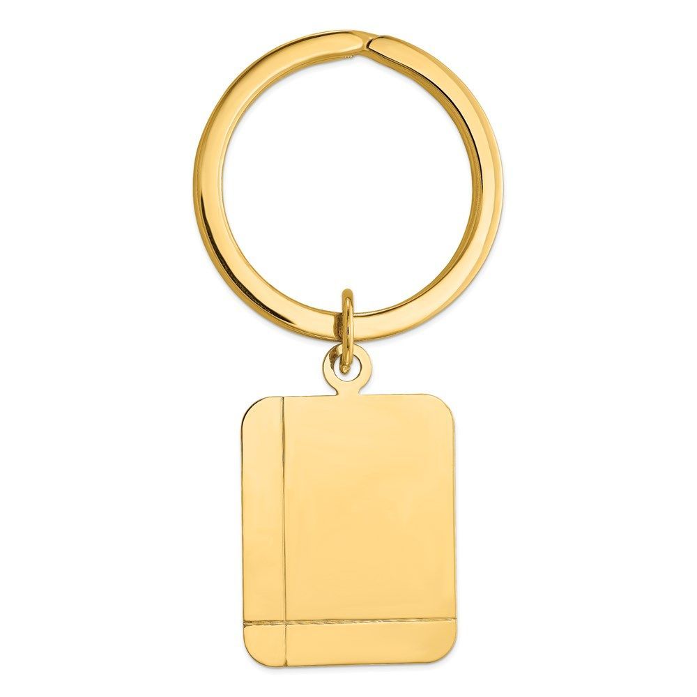 14k Grooved Rectangle Disc Key Ring_voghion.com