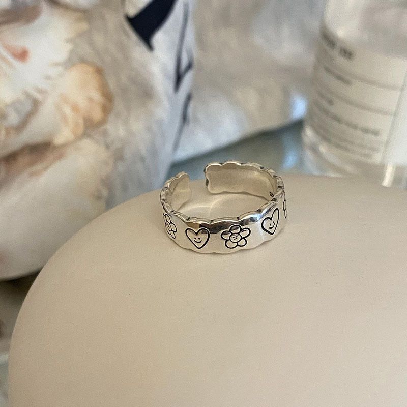 Stamp VENUS Sier Kleur Onregelmatige Graffiti Ring Voor Vrouwen Meisje Ins Koreaanse Mode Sieraden Verjaardagscadeau_voghion.com