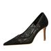 Banquet women's shoes slim high heels shallow mouth pointed stilettos high heels mesh hollow lace high heels single shoes_voghion.com