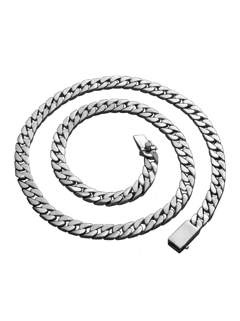 Veelzijdige heren eenvoudige ketting, puur zilveren ringset, trendy mode, Koreaanse stijl, hiphop, Cubaanse lange ketting_voghion.com