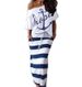 Women's Two-Piece Off-Shoulder Navy Anchor Print Skirt Set For Women_voghion.com