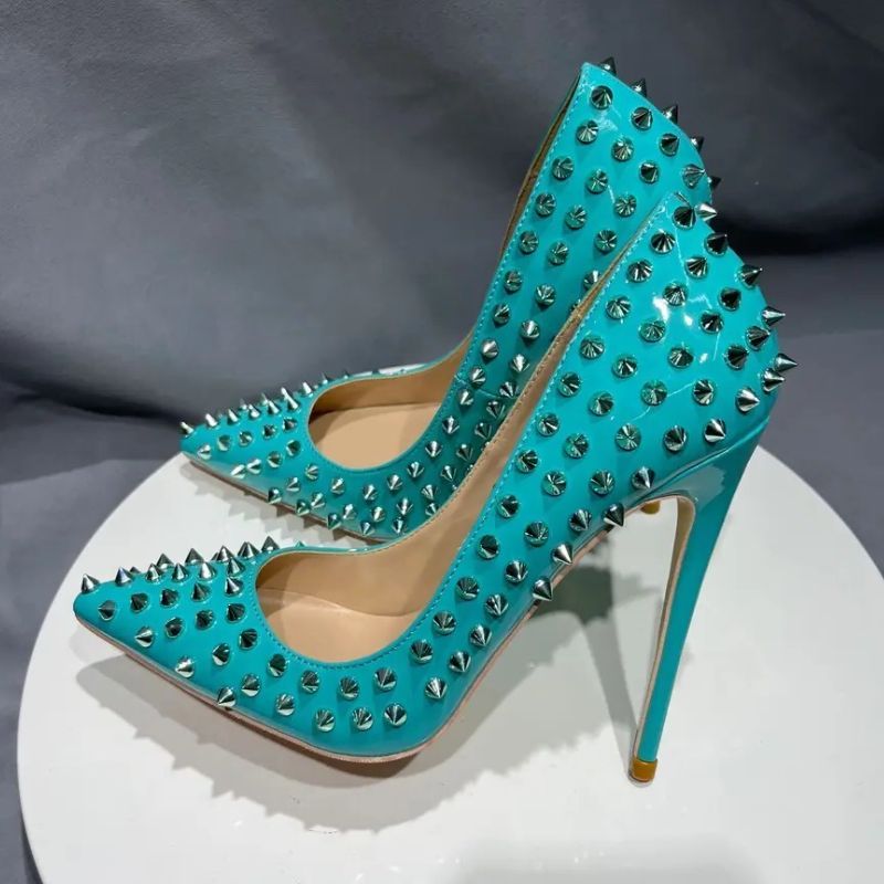 Studded Fashion Chaussures Femme Talon Sandals Custom Trendy Green Heels for Lady_voghion.com
