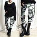 Leggings aus Netzstoff im Gothic-Stil mit Schnürung, Hüfthebende Hose mit hoher Taille_voghion.com