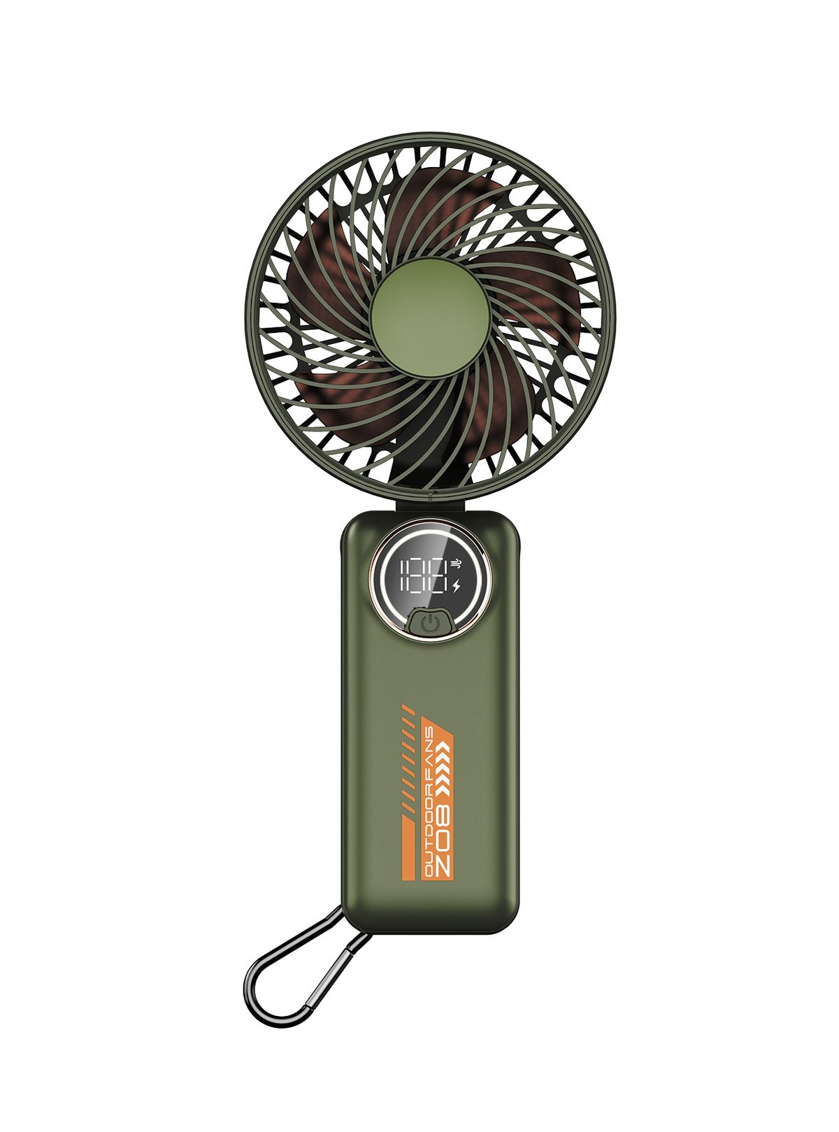 Upgraded Neck & Handheld Fan - 8000mAh Power Bank & USB-C Rechargeable, 3-Speed High Wind Folding Fan With Digital Display_voghion.com