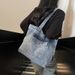 Borsa a tracolla in denim di grande capacità per donna, nuova moda primavera 2025, versatile, alla moda_voghion.com