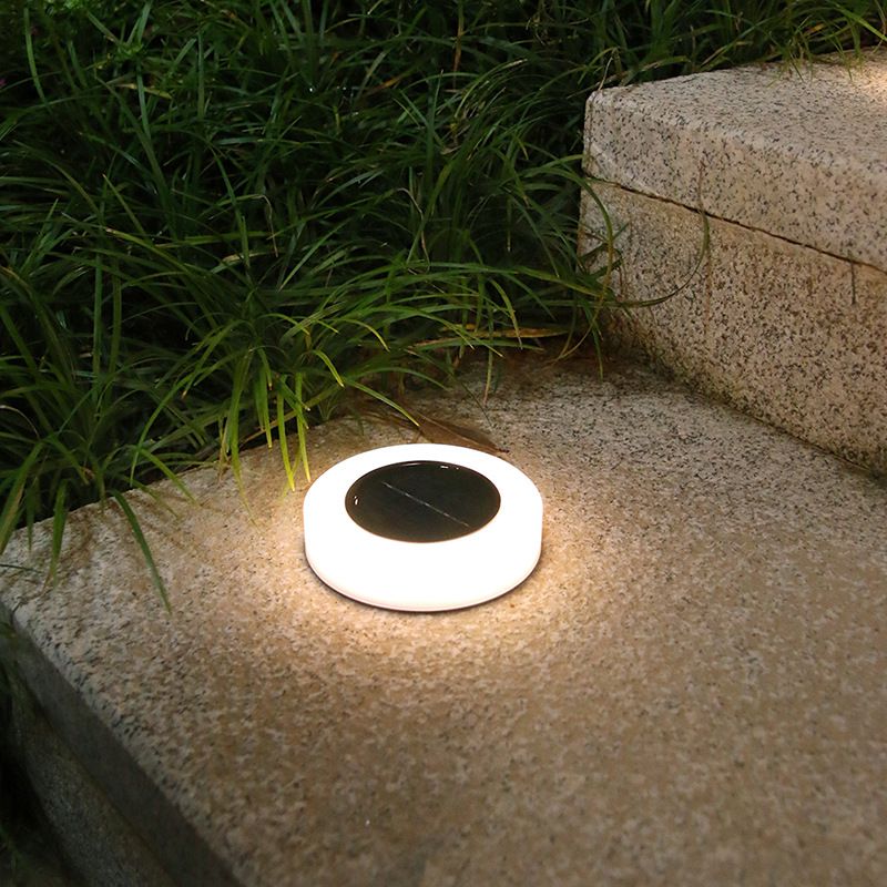 Solar Ground Lights Outdoor Waterproof Garden Path Lights With Frosted Round Design, Warm/Color Changing LED, IP65 Rated For Patio, Deck, Walkway_voghion.com