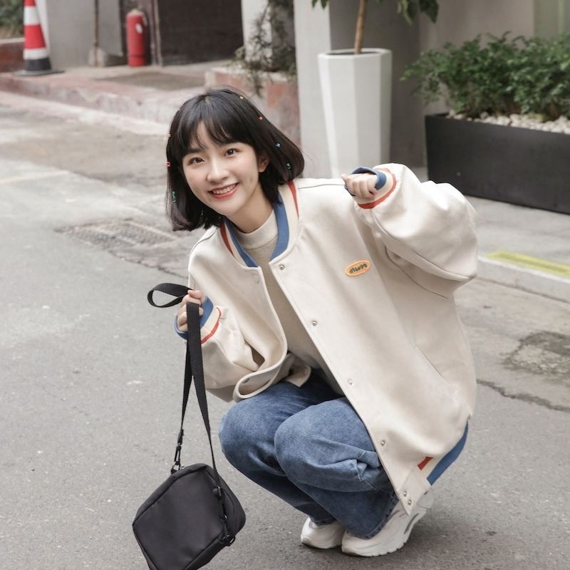 baseball with women's autumn winter velvet loose and thick jacket_voghion.com