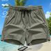 Herrkläder Moderiktiga Strandfritid Enfärgade Snabbtorkande Lösa Sportshorts_voghion.com