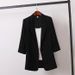 Korean Style Loose Women's Blazer Summer Thin Casual Oversized Suit Jacket With Notched Lapel & 3/4 Sleeve_voghion.com
