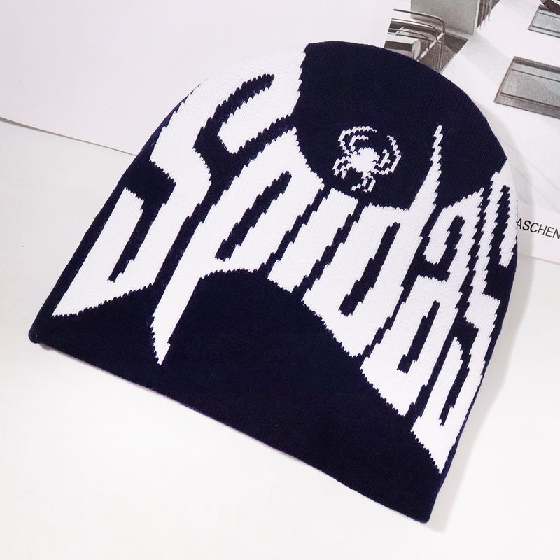 Unisexová oboustranná žakárová pletená čepice s abecedou, trendy, vše se hodí k personalizovanému teplému venkovnímu sportu a jízdě na koni._voghion.com
