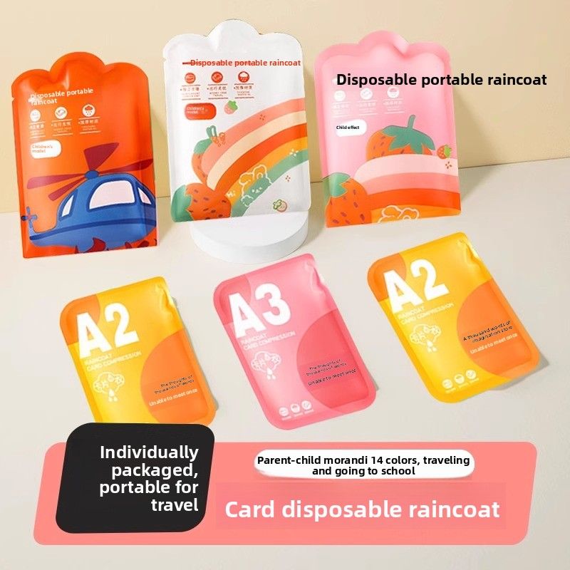 Disposable Card Raincoat For Children And Adults, Portable Long Full Body Rainproof Thickened Outdoor Travel Poncho_voghion.com