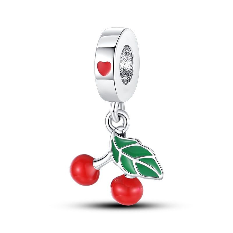 Women's Jewelry White Copper Plated Silver 925 Fruit Series Avocado Cherry Pendant Panjia DIY Bead Bracelet Gift_voghion.com