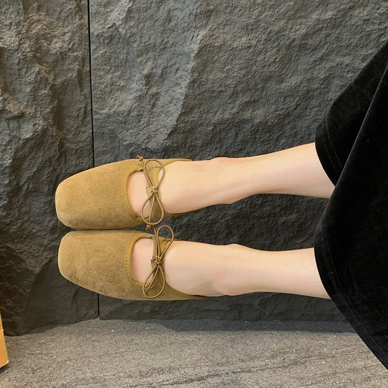 Flache Hausschuhe mit geschlossener Spitze für Damen, Outdoor-Lazy-Schuhe, neue Slip-on-Einzelschuhe mit Schleife und halber Stütze_voghion.com