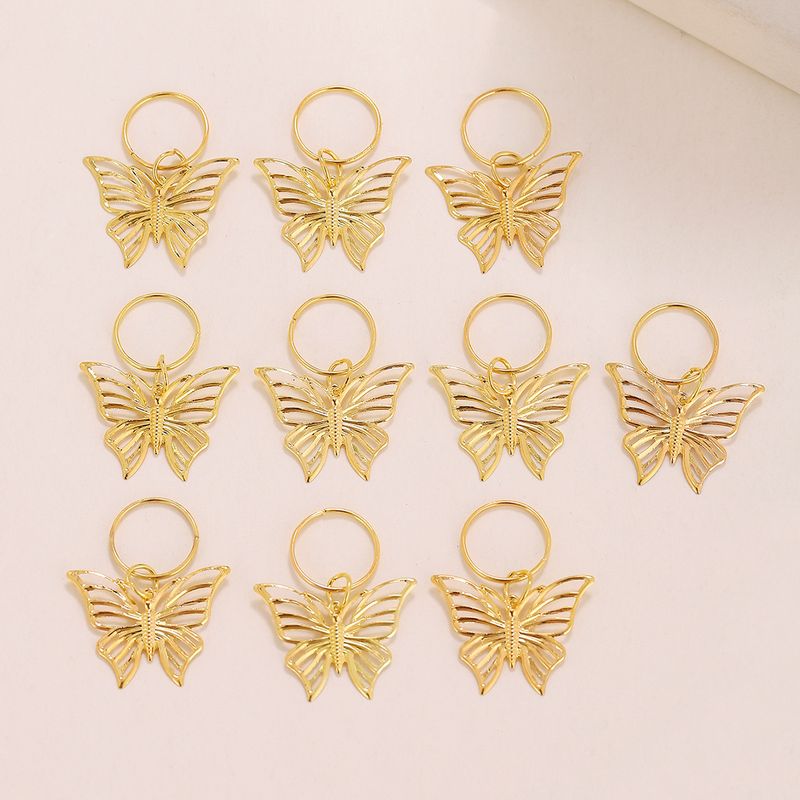 10-teiliges Set Metall Schmetterling Dreadlock Haarschmuck, Pferdeschwanz Flechthaarspangen mit geometrischem offenem Design_voghion.com