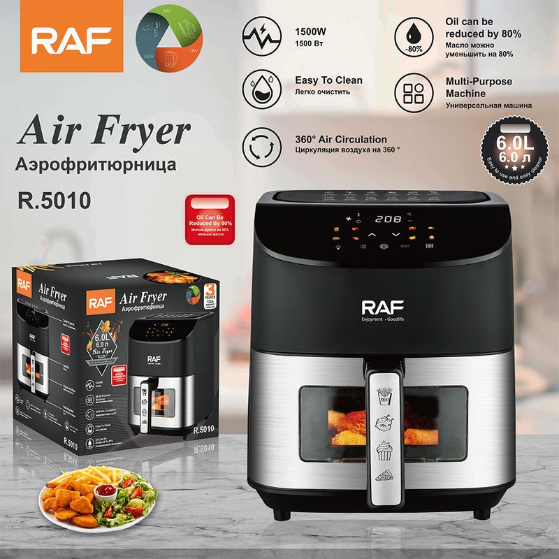 RAF EU Standard Cross-Border Air 10L Large Capacity Household Oil-Free Fryer Less Grill Electric Cooking Pot_voghion.com