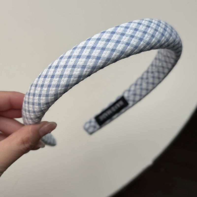 Zomerblauw geruit dames 2025 nieuwe hoge schedel top druk haarclip en modieuze westerse stijl hoofdband haaraccessoires_voghion.com