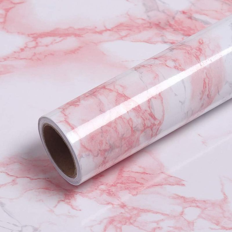Pink Marble Wallpaper Self-Adhesive Removable Waterproof Wall Renovation Covering Suitable For Desktop Cabinets Drawers_voghion.com