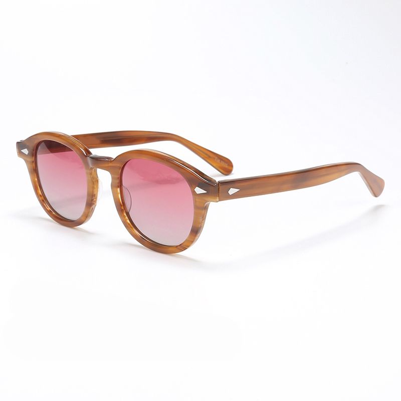 Occhiali da sole polarizzati alla moda da uomo e da donna Johnny Depp Lemtosh Style Occhiali da sole retrò rotondi con montatura in acetato Lenti UV400 Oculos_voghion.com