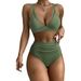 high waist bikini, mesh stitching sexy backless pleated swimsuit_voghion.com