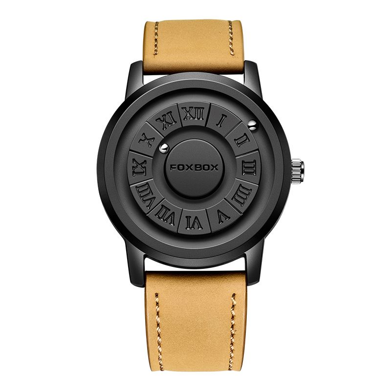 FOXBOX Magnetic Ball Black Technology Cool New Concept Frameless Design Floating Creative Watch For Men_voghion.com