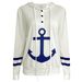 "Stylish V-Neck Hooded Sweatshirt With Anime Print & Button Details - Loose Fit Long Sleeve Pullover For Casual Wear"_voghion.com