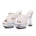 Ciabatte estive da donna con tacco spesso, trasparenti e in cristallo, alte 14 cm, antiscivolo, con fondo spesso, sexy e luminose._voghion.com