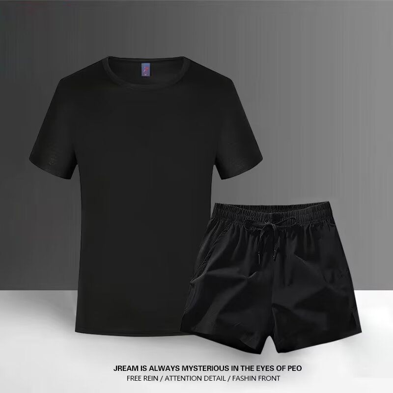 Meeste riided Suvine jooksuriietus Meeste lühikeste varrukatega T-särk Kiirelt kuivavad retuusid Treeningriided Korvpall Jalgpall Treeningriided_voghion.com