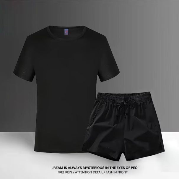 Meeste riided Suvine jooksuriietus Meeste lühikeste varrukatega T-särk Kiirelt kuivavad retuusid Treeningriided Korvpall Jalgpall Treeningriided_voghion.com