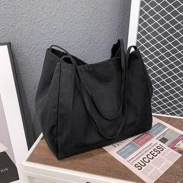 Lässiger Canvas-Shopper mit großer Kapazität, hochwertige, umweltfreundliche, wiederverwendbare Einkaufshandtasche für Damen, Reise-Umhängetaschen für den Alltag_voghion.com