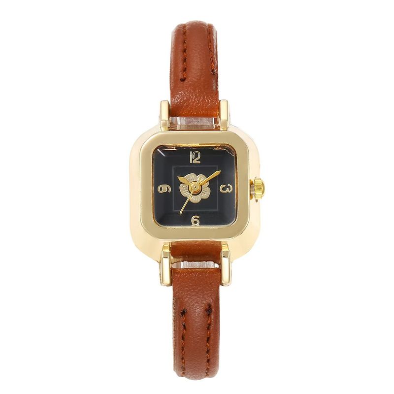 Women's Quartz Watches Of Small Square Retro Flower Belt Watch Fashionable And Simple Ladies Quartz Watch_voghion.com