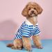 Guangying Dog Sweatshirt Lapel Collar Elastic Adorable Pet Dog Cat Navy Striped Pullover Top Pet Supplies_voghion.com