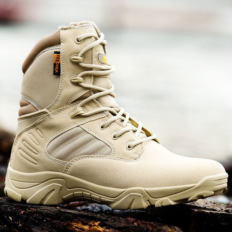 Taktische Stiefel für Herren – Hohe Militär-Kampfstiefel für Outdoor-Wandern, Training und Wüsteneinsatz. Robuste, rutschfeste Landkampfstiefel. Trainingsstiefel_voghion.com