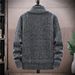 2023 new pullover sweatshirt knitted cardigan outer wear plus velvet thickened stand collar sweater jacket for young and middle-aged men_voghion.com