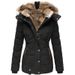 Women's Clothing Winter Warm Fur Collar Cotton Coat Women's Zipper Long Sleeved Slim Hooded Cotton Coat_voghion.com