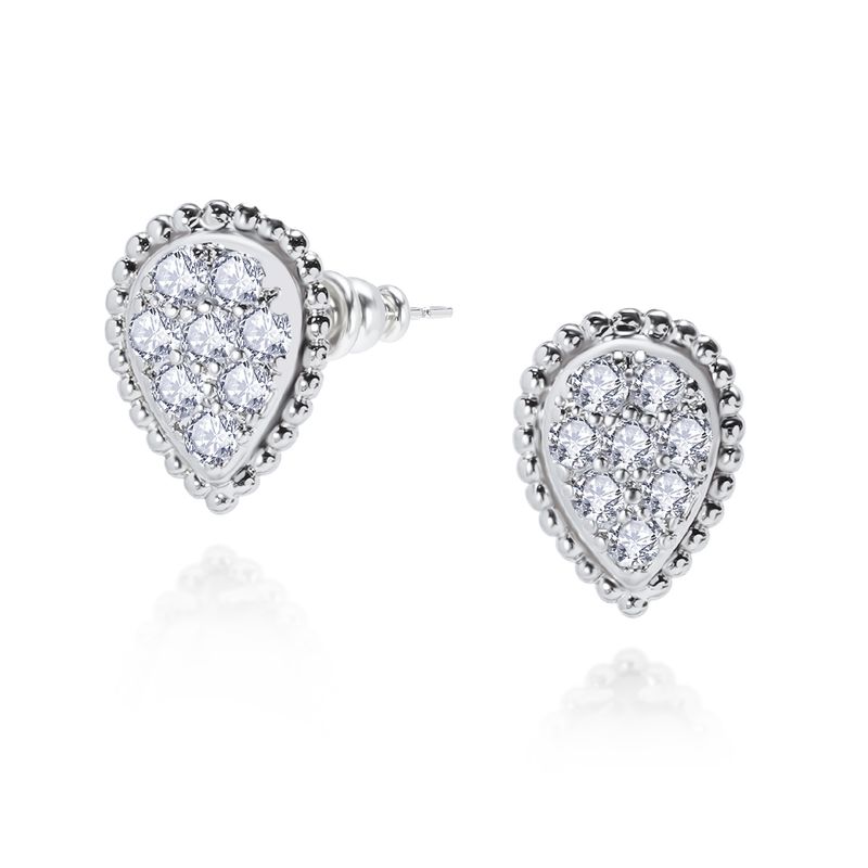 Damenschmuck Perlenrand Volldiamant Wassertropfen Einzelne Blume Ohrringe Importiertes Messing Eingelegter Zirkon Französisch Retro Einfaches Design Ohrringe_voghion.com
