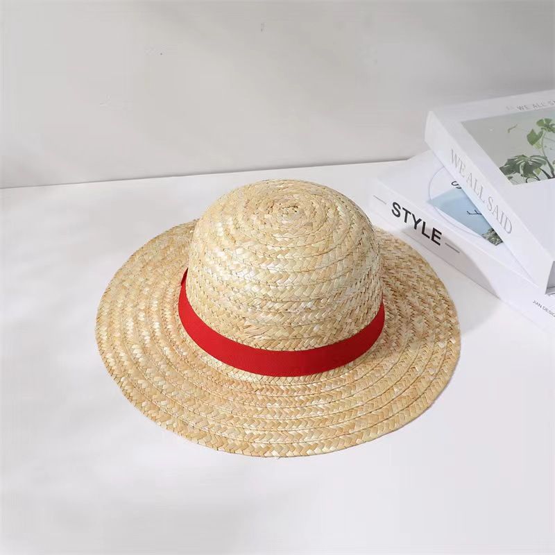 Anime Luffy Straw Hat One Piece Cosplay Sun Protection Hat Parent-child Summer Sun Straw Beach Hat For Men Women_voghion.com