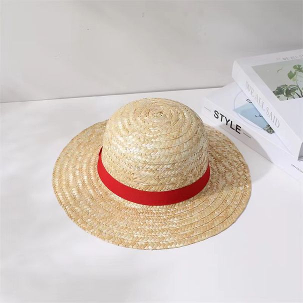 Anime Luffy Straw Hat One Piece Cosplay Sun Protection Hat Parent-child Summer Sun Straw Beach Hat For Men Women_voghion.com