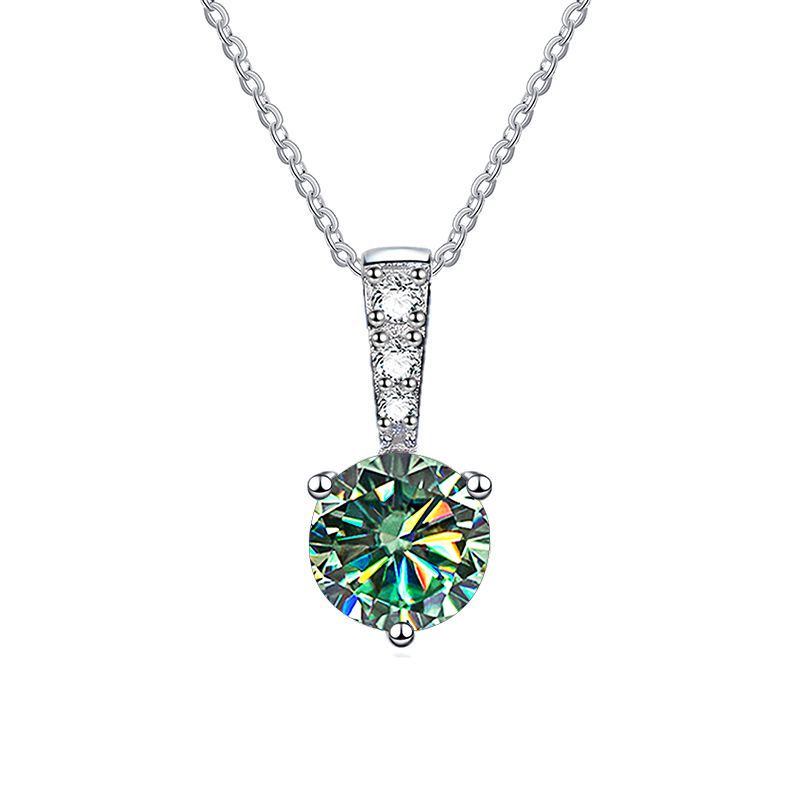 Tancise Einfache Luxus-Glitter-Halskette, Silber, keine Allergie, Moissanite-Anhänger, Schmuck, 1 CT D, Farbe Moissanite-Halskette_voghion.com