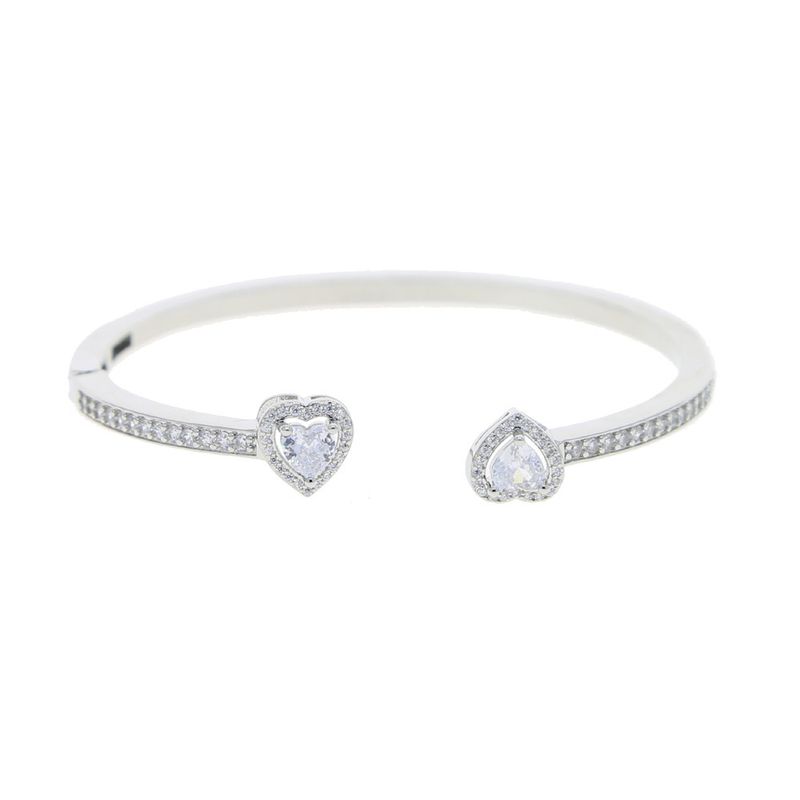 Women's Jewelry Hip Hop Heart Shaped Zircon Open High End Bracelet Trendy Punk Style Ladies Bracelet Electroplating_voghion.com