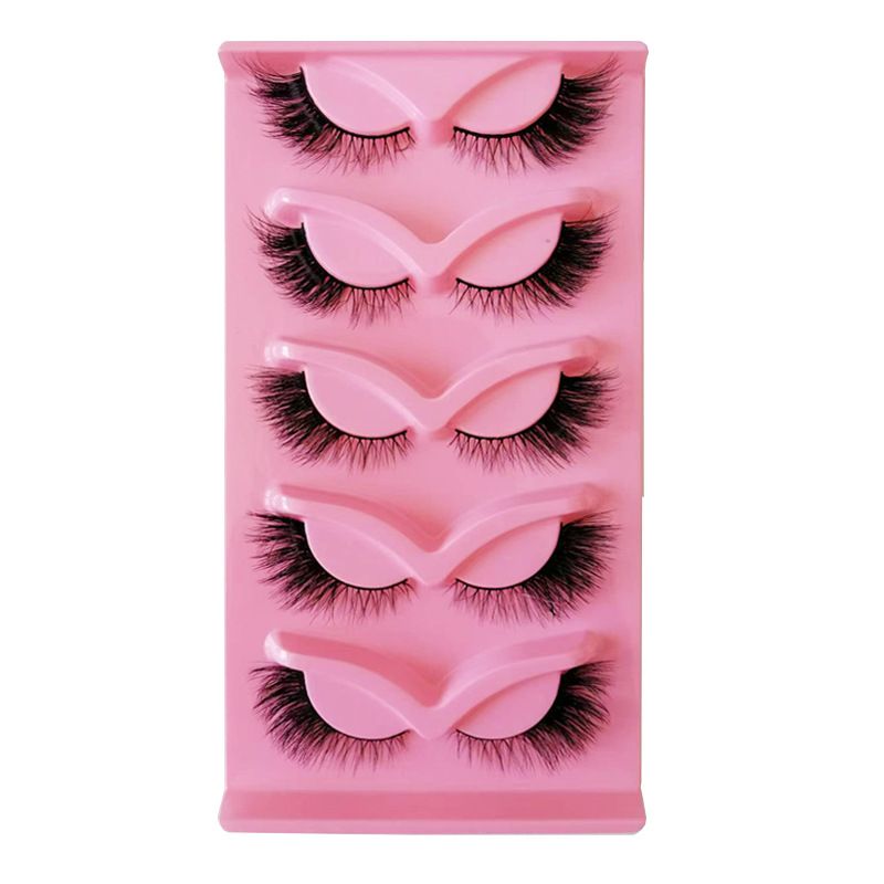 Eye tail plus long curly fox eyelashes 5 pairs of cat eye oblique flying fox false eyelashes_voghion.com