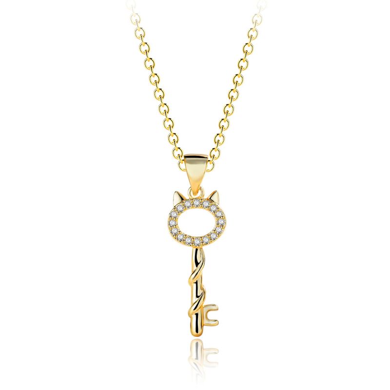 Collana con zirconi AAA Sterling VENUS Sier Kitten Key per le donne, regalo per feste, anniversari, gioielli di moda per matrimoni_voghion.com
