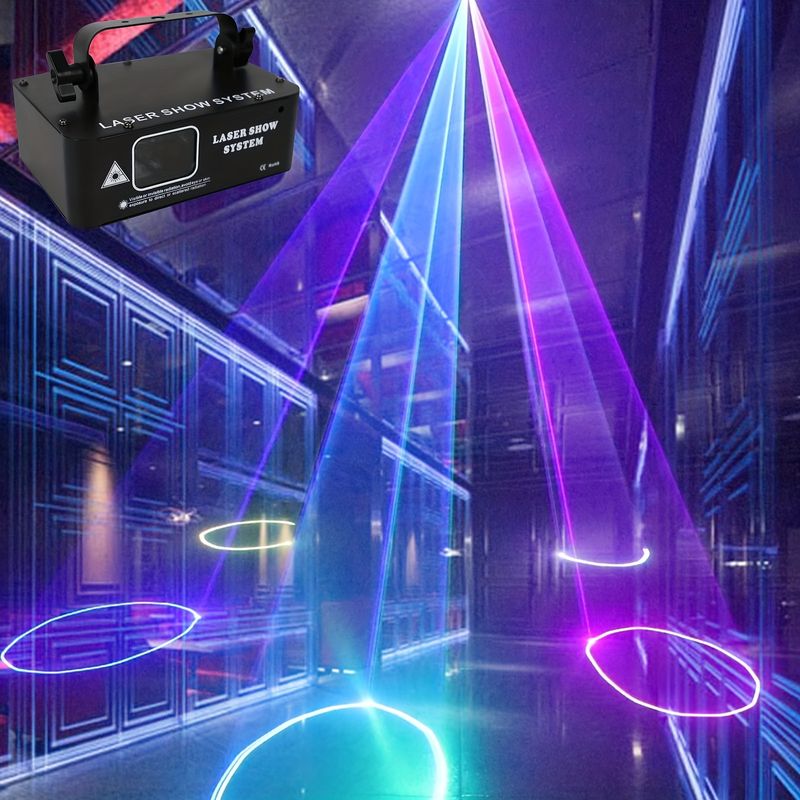 Stage lights, rotating laser lights, bouncing and exploding sound controlled KTV bar lights, full-color laser lights, square dance flash lights_voghion.com