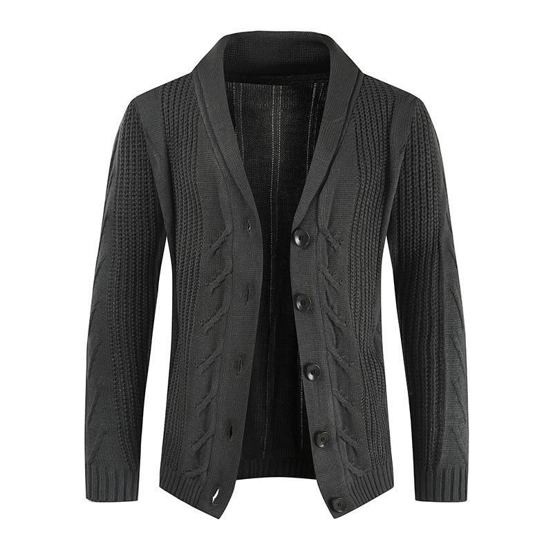 2024 Herbst Herren Neue Strickjacke Einfarbig Personalisierte Abnehmen Einreiher Casual Pullover_voghion.com