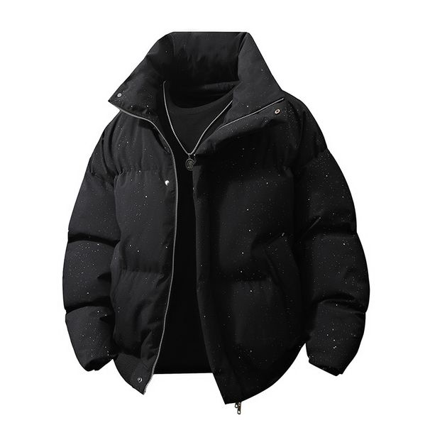Doudoune streetwear pour homme - Manteau d'hiver chaud à imprimé étoiles avec rembourrage en polyester haute densité (Noir, Tailles M-3XL)_voghion.com