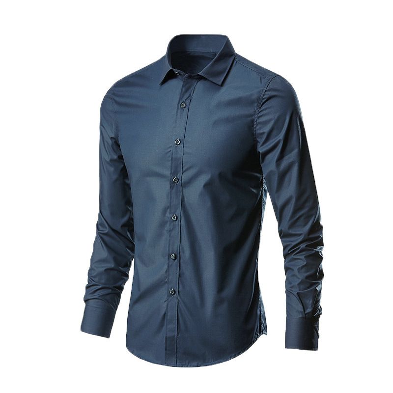 Abbigliamento da uomo, camicia da uomo a maniche lunghe, senza stiratura, professionale, da lavoro, bianca, casual_voghion.com