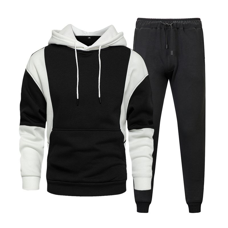 Men's Clothing Sweatshirt Short Sleeve Spring And Autumn New Contrast Color Sports Suit_voghion.com