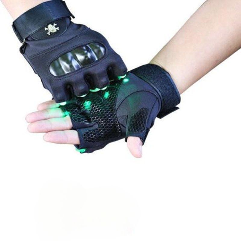 Half-Finger Cycling Breathable Outdoor Sports Lighting Night Fishing Performance Props Luminous Split-Finger Gloves_voghion.com