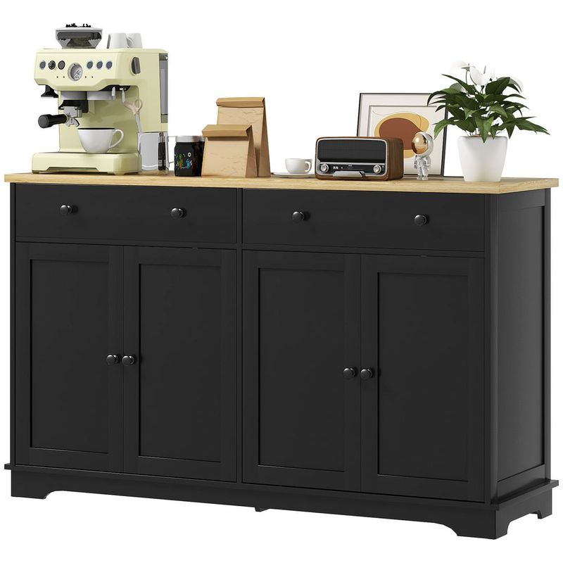 HOMCOM Modern Sideboard, Accent Kitchen Buffet Cabinet With Storage Drawers &amp; Adjustable Shelves, For Dining, Entryway, Black_voghion.com