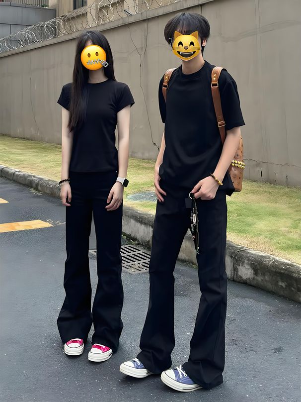 Schwarze Micro-Pull-Jeans für Herren, dünn, gerade, Ruffian, hübsche High-End-Hose, Retro-High-Street-Hose_voghion.com